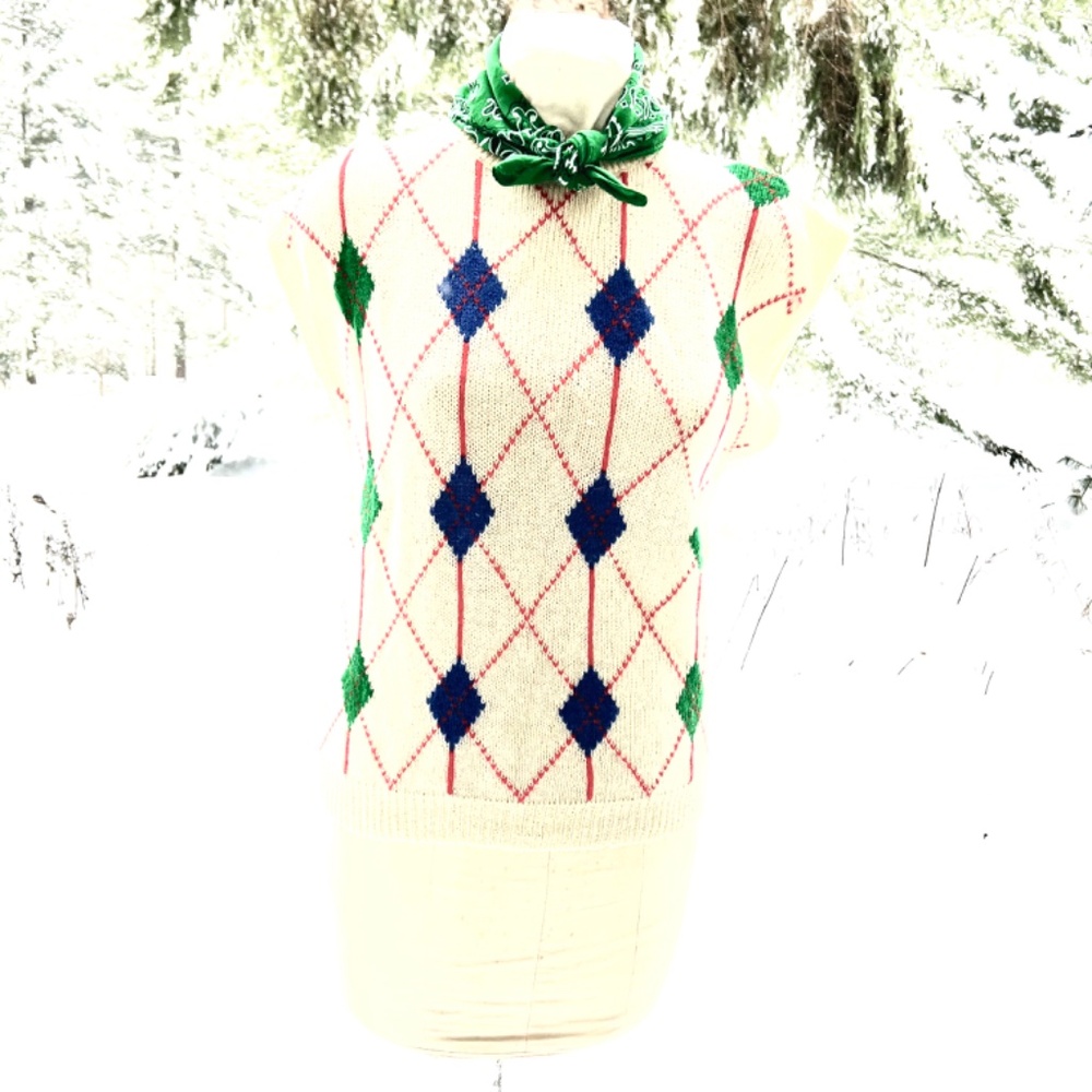 Vintage Lord & Taylor Vest  -  Shetland Wool - Argyle Sweater - Size Large